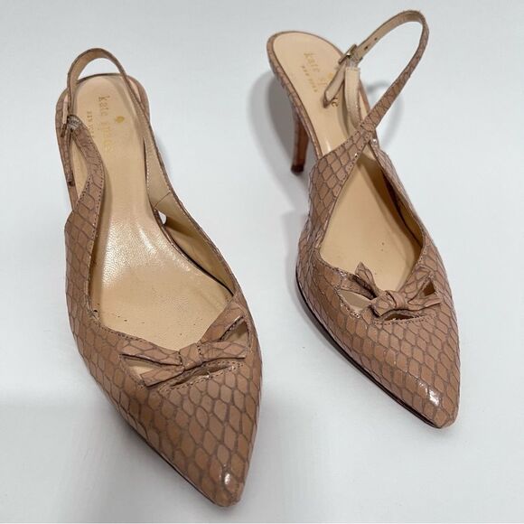 Kate Spade New York  sling back heels with croc leather print - Picture 3 of 9